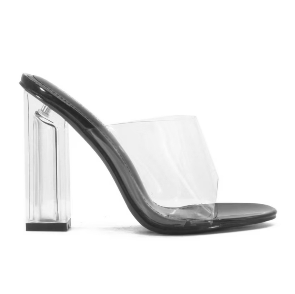 Cape Robbin Clear Block Heel Mules